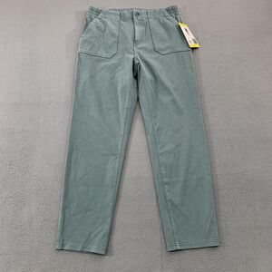 32 Degrees Heat Pants Womens Small Green Chino Elastic Waist Straight Leg Twill